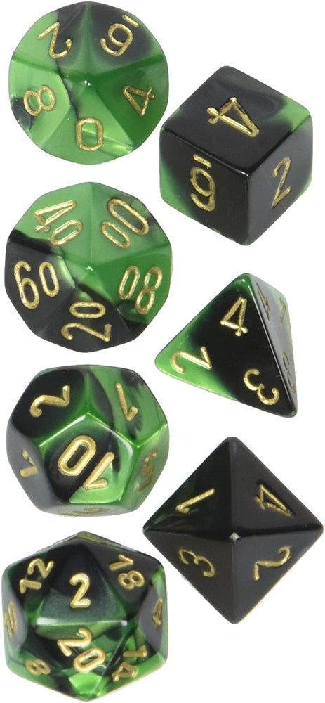 Chessex Gemini 7-Die Set: Gemini Black-Green/Gold