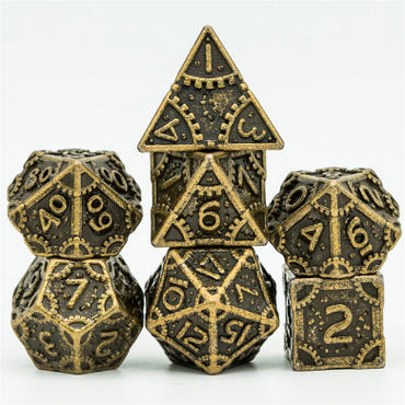 Steampunk Metal RPG Dice Set: Bronze