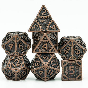 Steampunk Metal RPG Dice Set: Copper