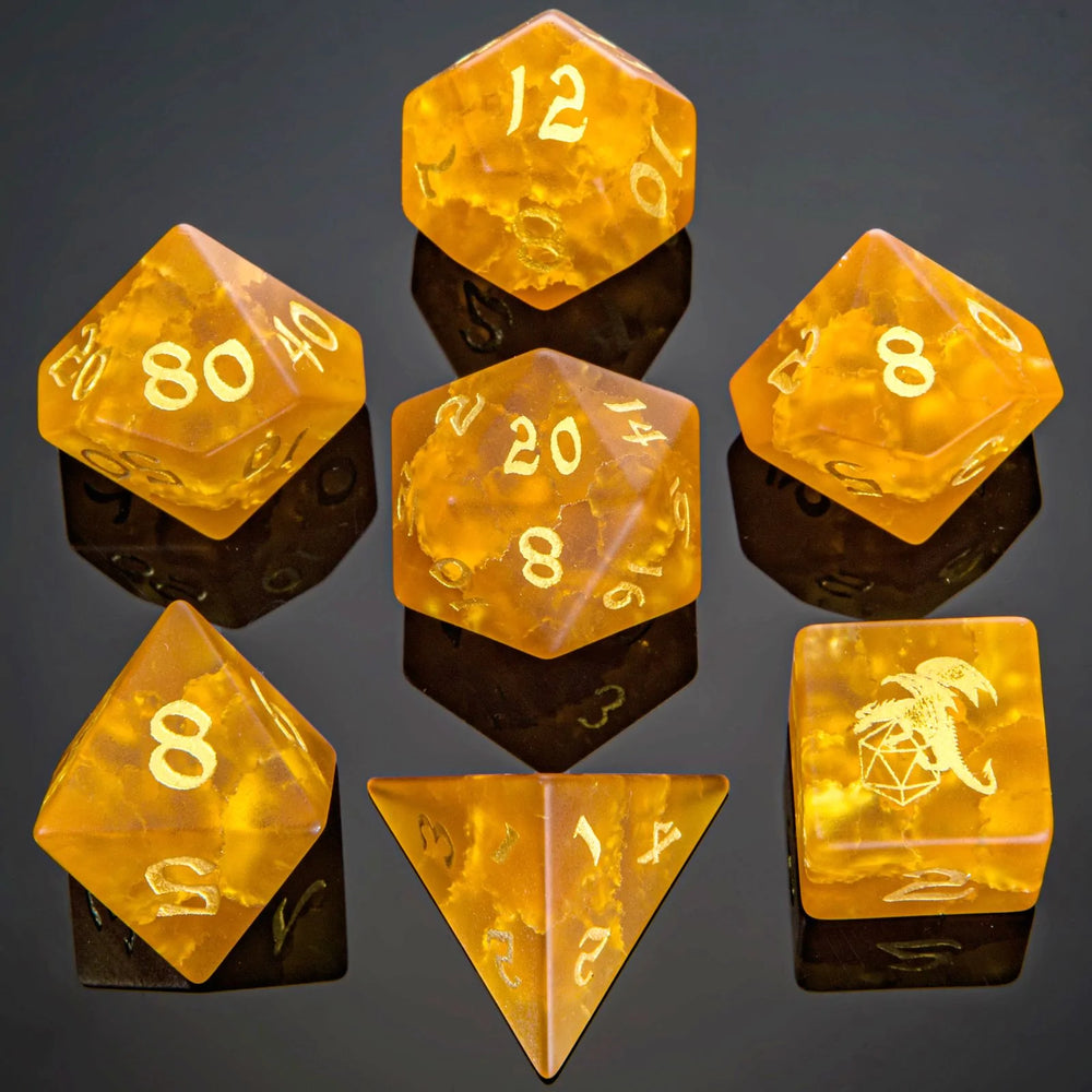 Dragon's Horde Gemstone Dice: Frosted Amber