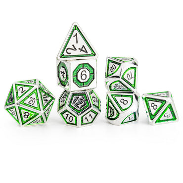 Leyline Metal Dice: Steel and Green