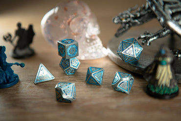 Leyline Metal Dice: Steel and Blue