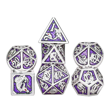 Metal Dragon Dice: Silver and Purple