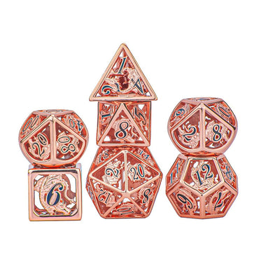 Hollow Dragon Dice: Rose Gold with Black Font