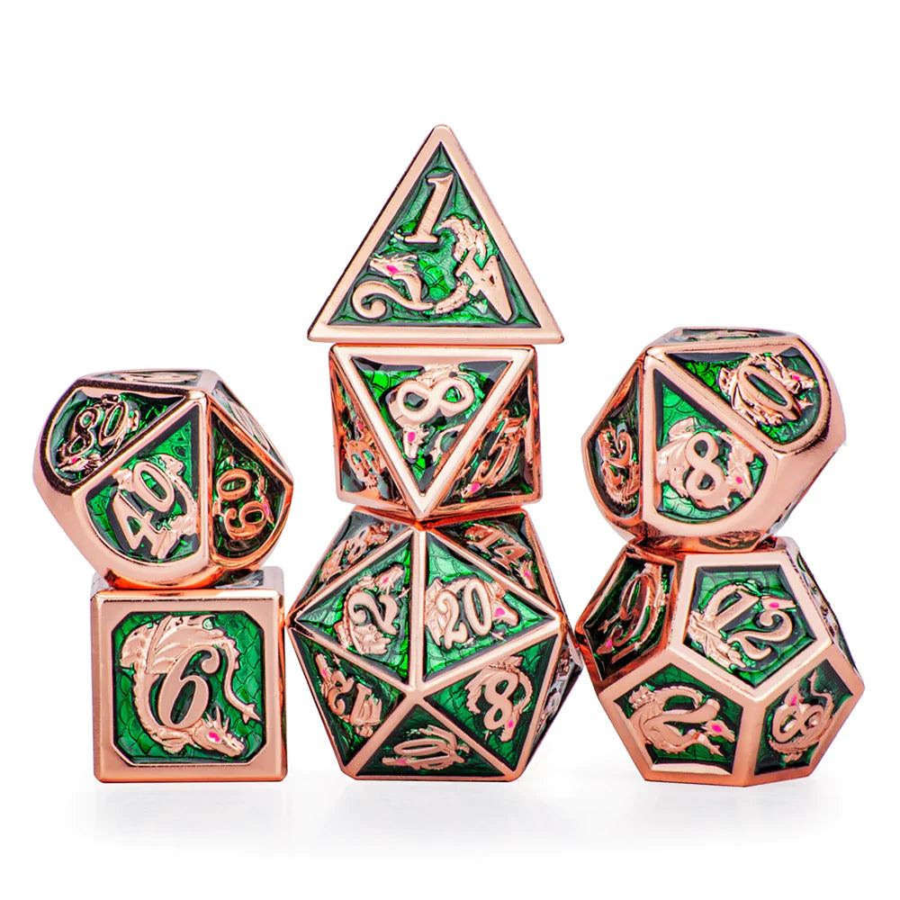 Metal Dragon Dice: Copper and Green
