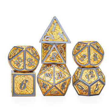 Metal RPG Dice Set: Dragon - Brushed Gold