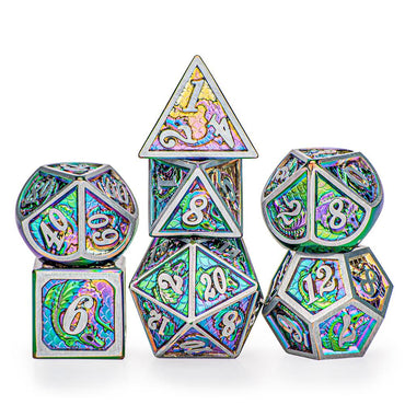 Metal Dragon Dice: Rainbow with Steel Frame