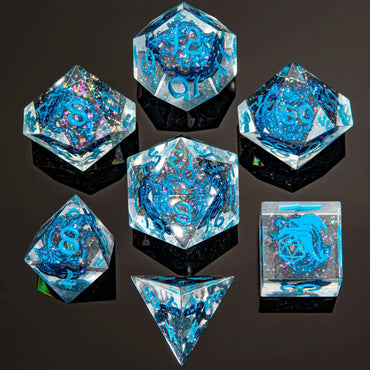 Sharp Edge RPG Dice Set: Metal Blue Dragon