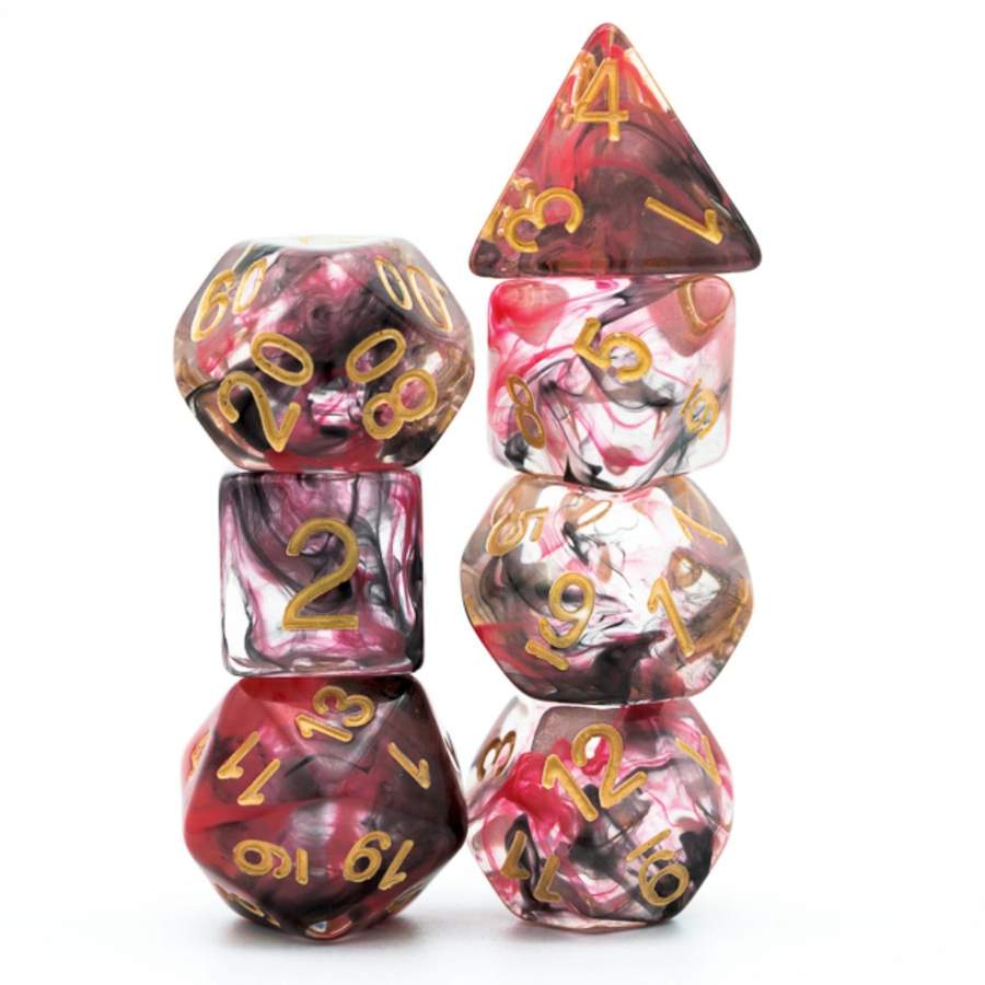 Black & Rose Smoke RPG Dice Set