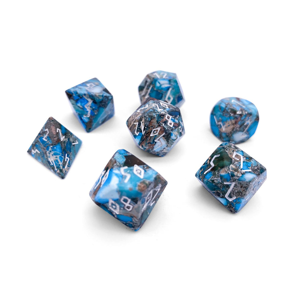 Gemstone Dice: Blue Silver Imperial Jasper Trustone