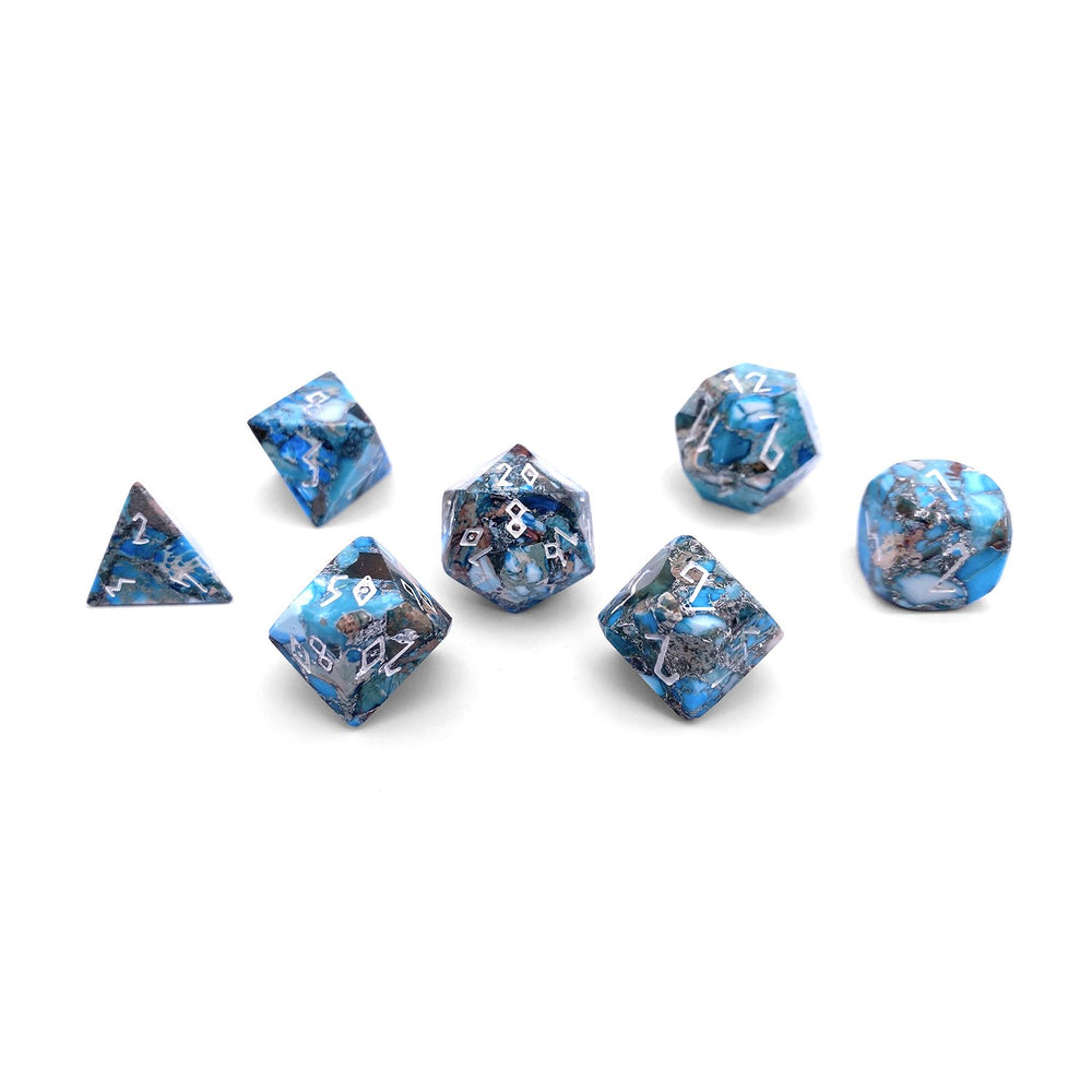 Gemstone Dice: Blue Silver Imperial Jasper Trustone