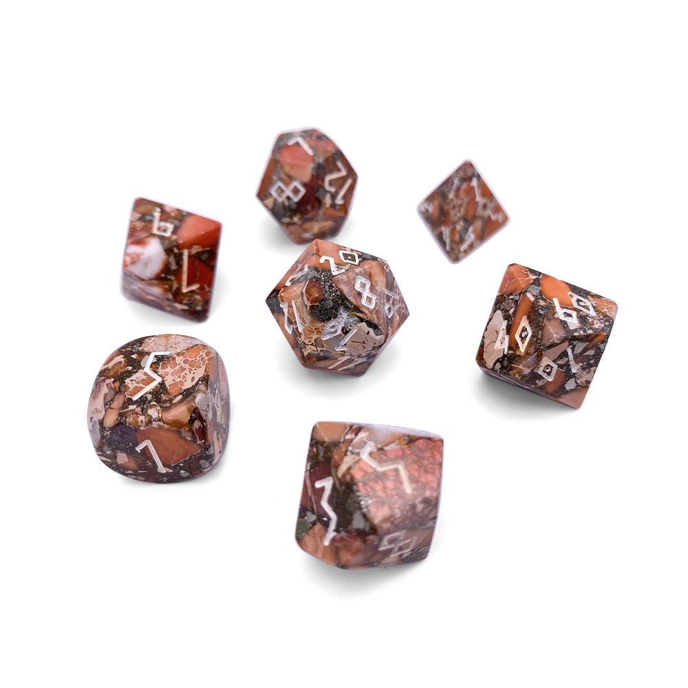 Gemstone Dice: Bronzite Orange Imperial Jasper Trustone