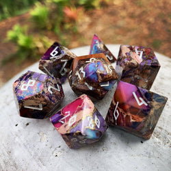 Gemstone Dice: Bronzite Purple Imperial Jasper Trustone