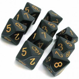 RPG Dice Set: Opaque - Black/Gold (7ct)