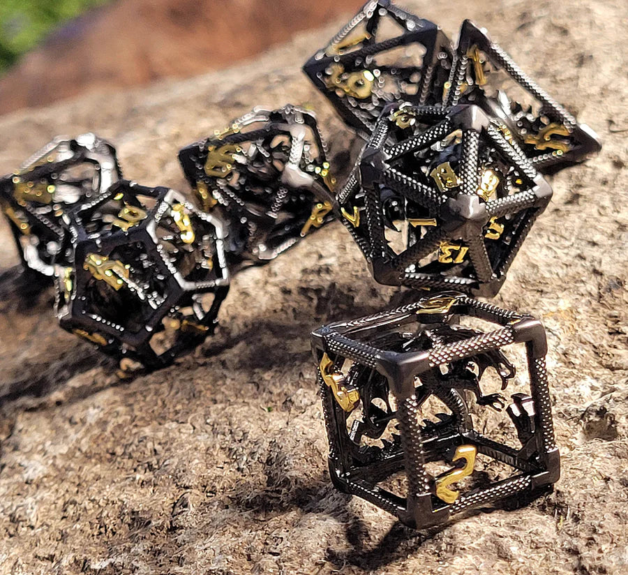 Caged Shadow Hollow RPG Metal Dice Set