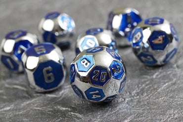 Cyborg Blue RPG Metal Dice Set