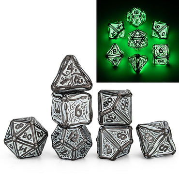 Druid Metal Dice: Glow in the Dark