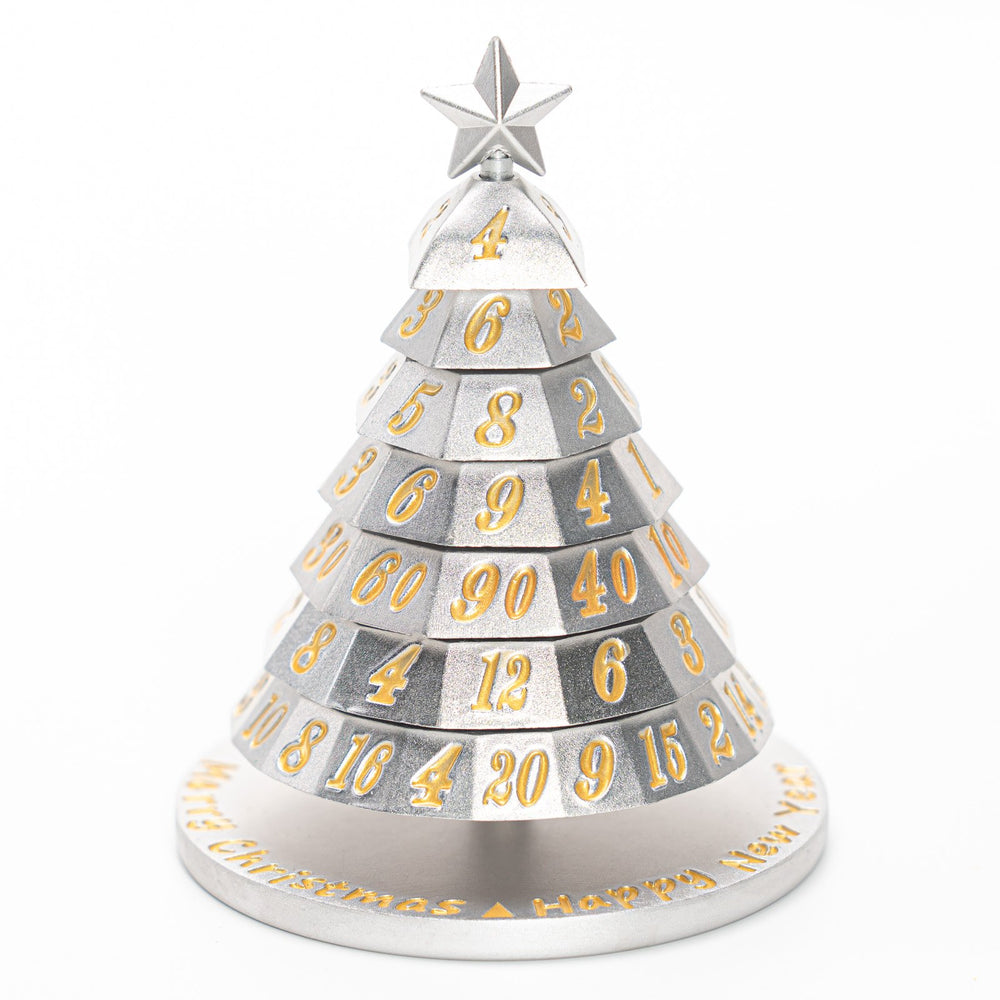 Aluminum Christmas Tree Dice "Set": Silver with Gold