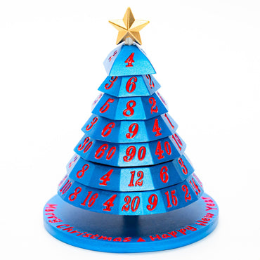 Aluminum Christmas Tree Dice "Set": Blue with Red