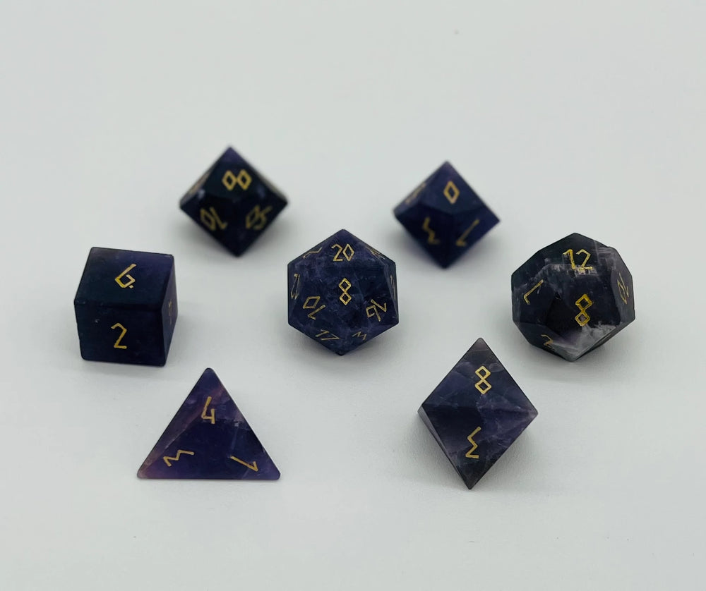Gemstone RPG Dice Set: Frosted Amethyst (Gold Font)
