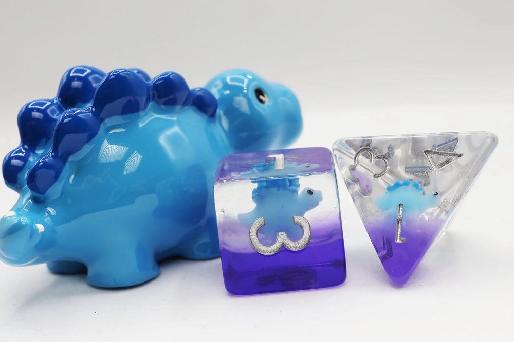 BLUE STEGOSAURUS RPG DICE SET
