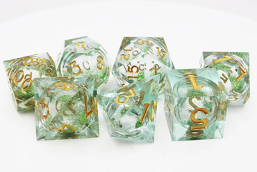 Mint Green Liquid Core Sharp Edge RPG Dice Set
