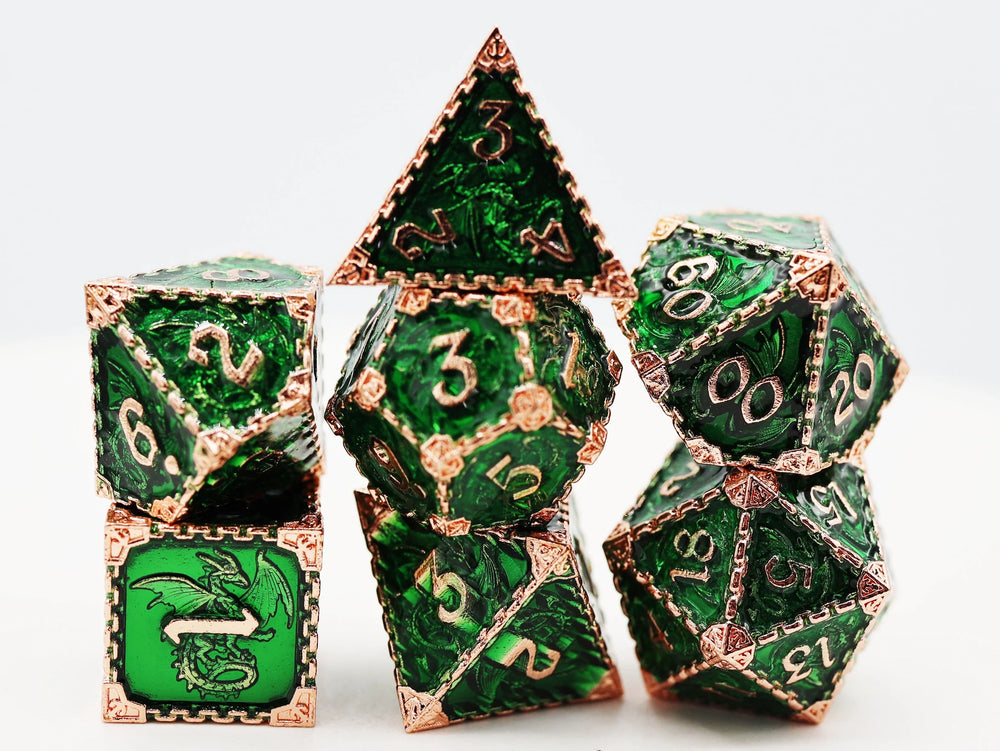 Forest Dragon RPG Metal Dice Set