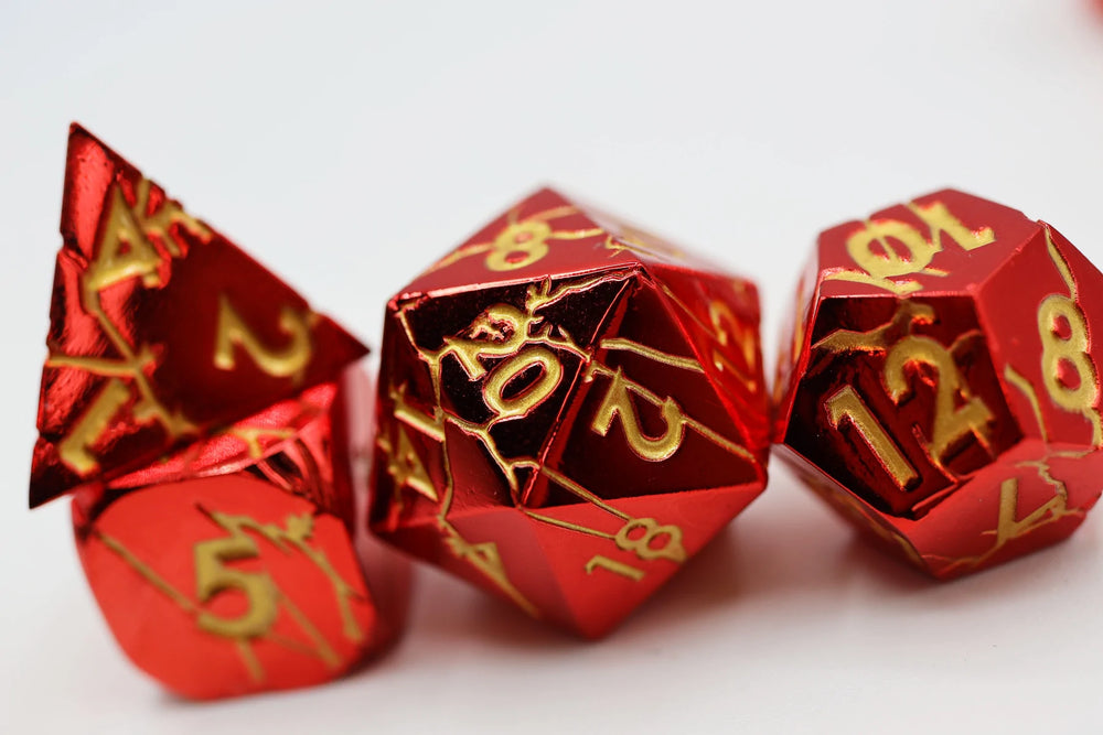 Ruby Quarry Metal RPG Dice Set