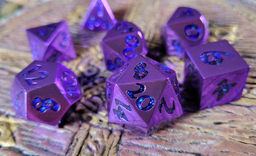 Metal RPG Dice Set: Forged Lore - Purple/Mica
