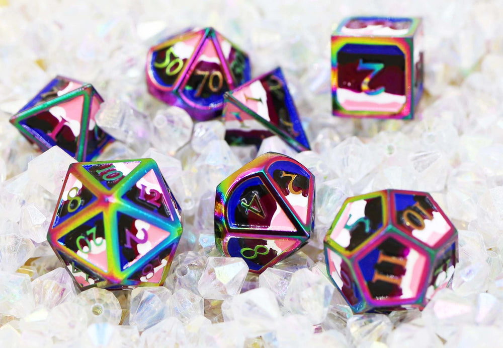 Gender Fluid Pride Flag - RPG Metal Dice Set