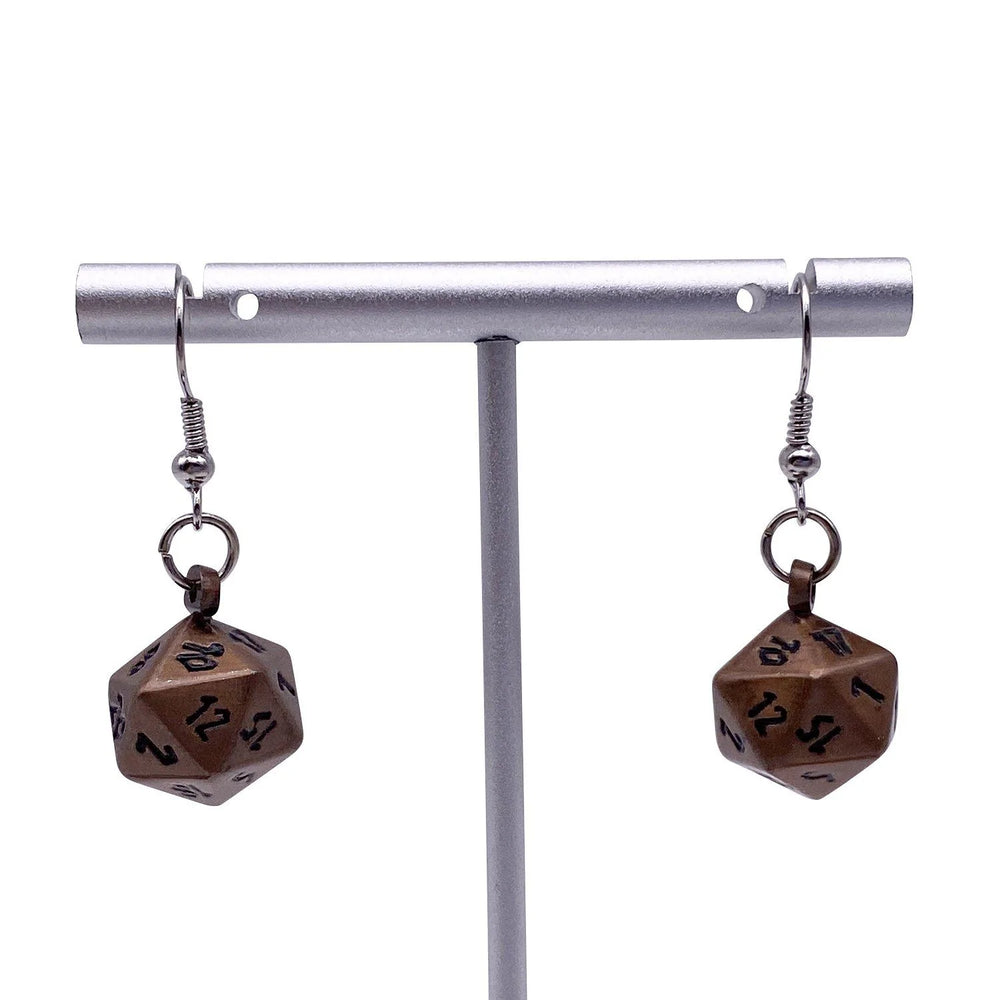 D20 Earrings: Gnomish Copper