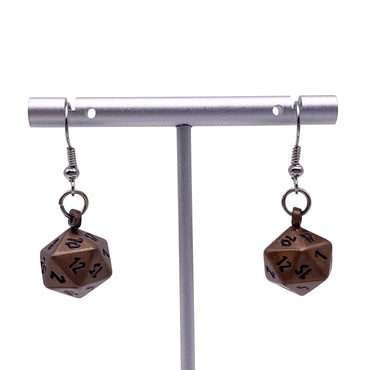 D20 Earrings: Gnomish Copper