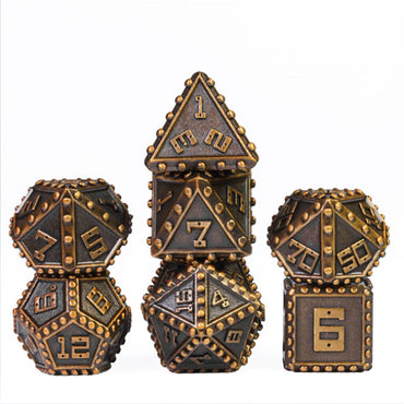 Gold Brigandine Armor Metal RPG Dice Set
