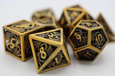 Hollow Golden Dragon RPG Metal Dice Set