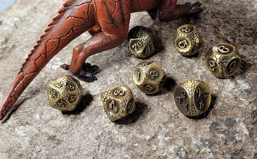 Golden Dragon Egg RPG Metal Dice Set
