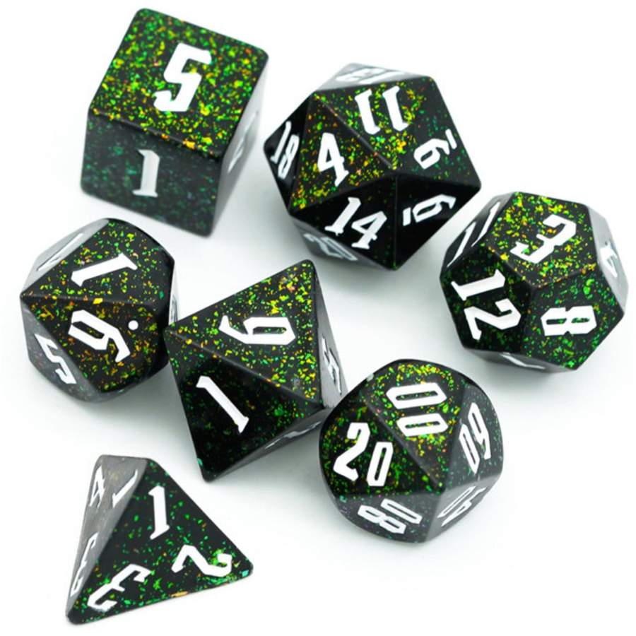 Jumbo Green Glitter RPG Dice Set