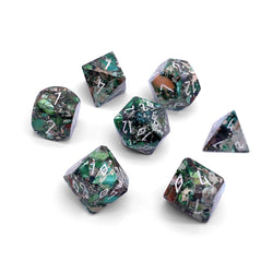 Gemstone Dice: Pyrite Green Imperial Jasper Trustone