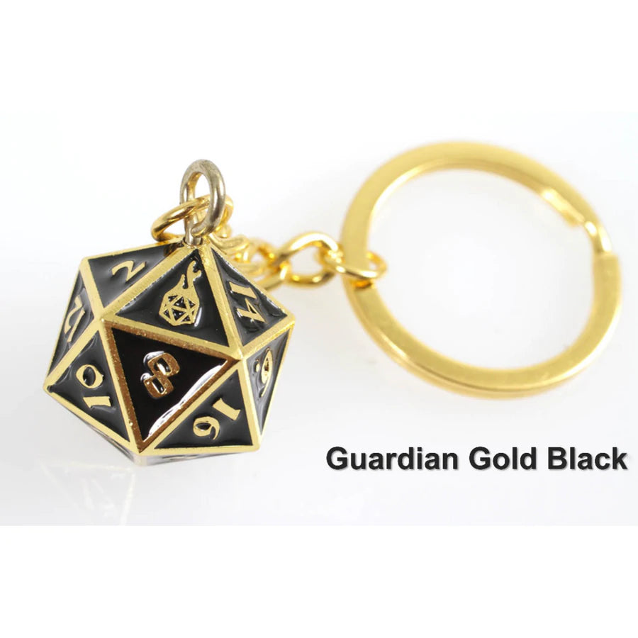 Fob of Fate D20 Keychain: Guardian Gold Black