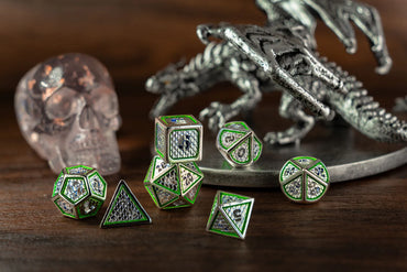 Hollow Wyvern Dice: Silver with Green