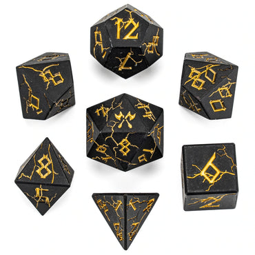 Metal RPG Dice Set: Barbarian - Black/Gold