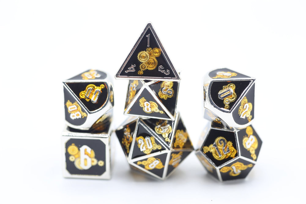 Gear Metal Dice: Gold and Black
