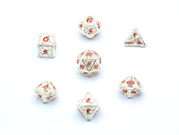 Death's Treasure Hollow Metal Dice: Matt Silver and Red