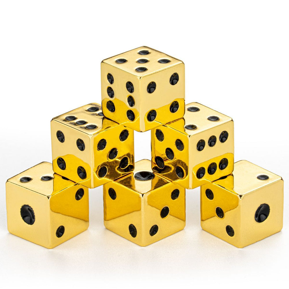Metal D6 Set: Shiny Gold with Black Dots