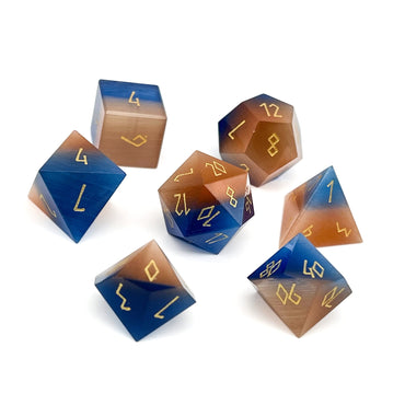 Gemstone Dice: Split The Party - Blue and Orange Cat's Eye