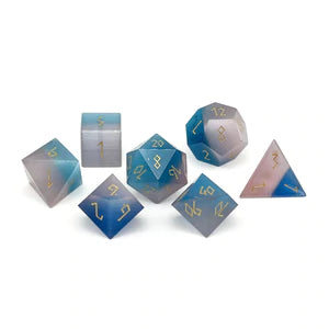 Gemstone Dice: Split The Party - Purple & Aquamarine Cat's Eye