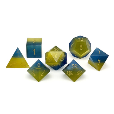 Gemstone Dice: Split The Party - Blue and Yellow Cat's Eye