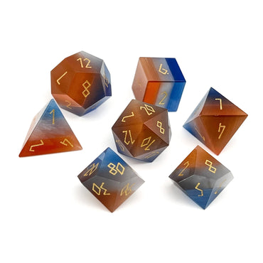 Gemstone Dice: Red Clear and Blue Cats Eye