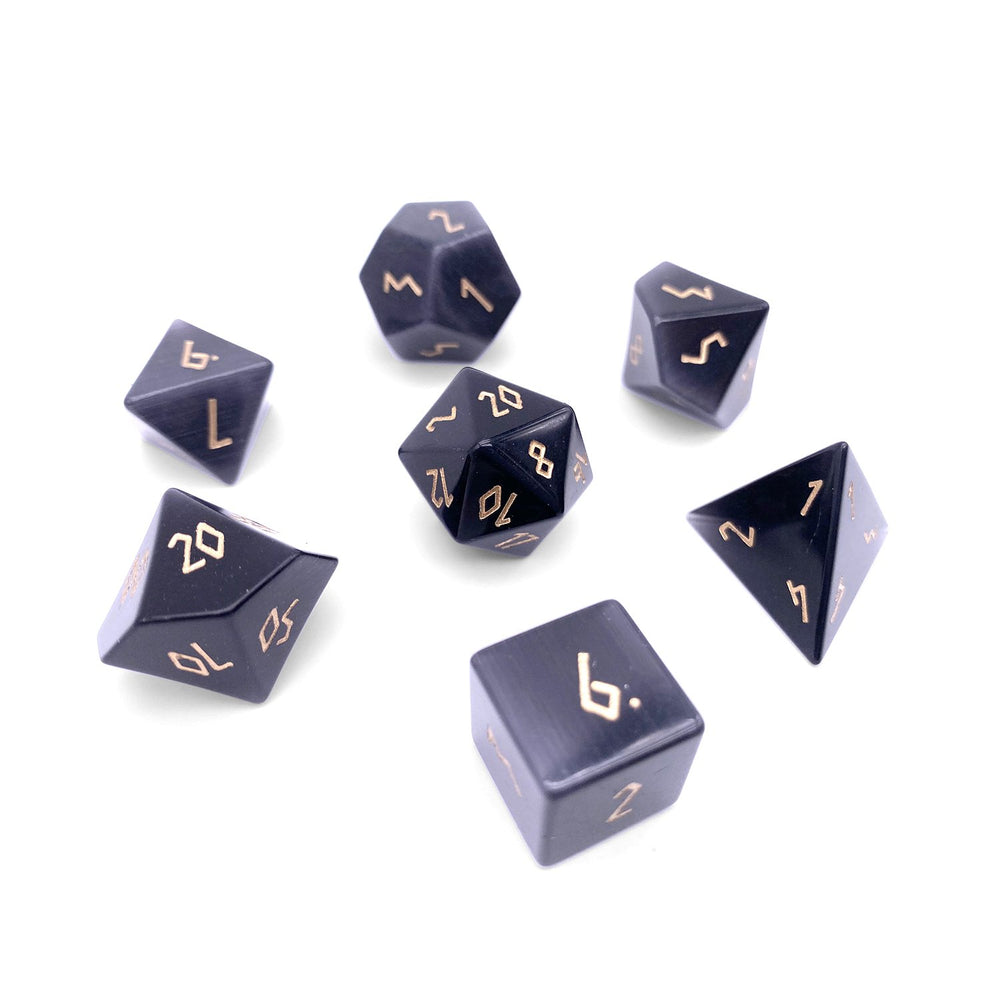 Gemstone Dice: Ebony Cat's Eye