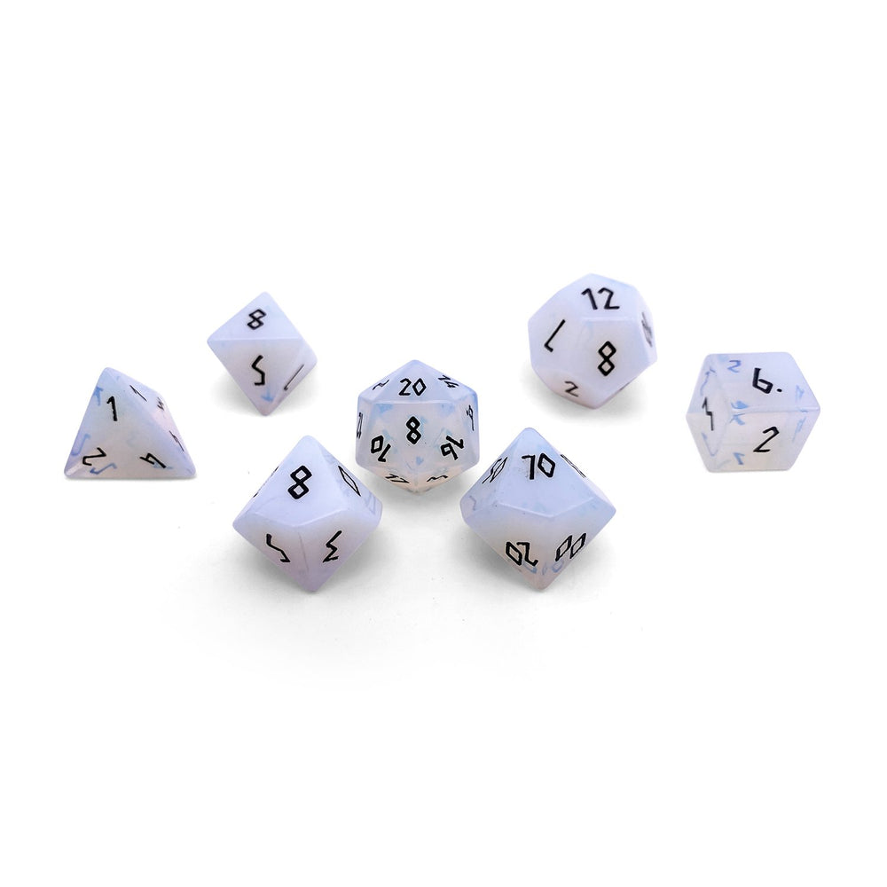 Gemstone Dice: Opalite (Black Font)