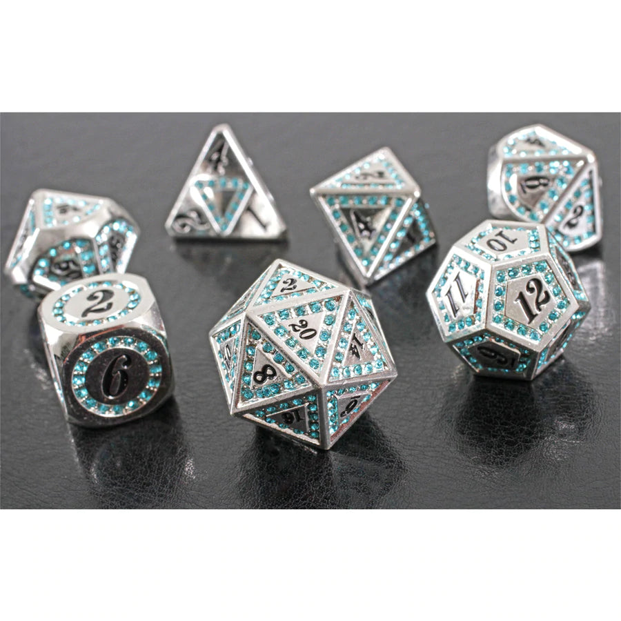 Metal RPG Dice Set: Ice Gem